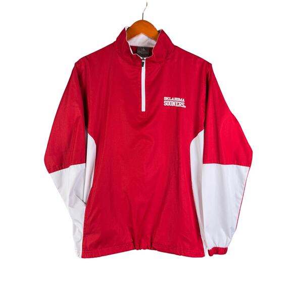 Oklahoma Sooners Knights Apparel Woven Half Zip Jacket Red White Men Medium NCAA - Picture 1 of 8